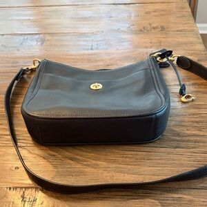 Coach Black Leather Shoulder Bag with Gold Hardware and Pebble Leather